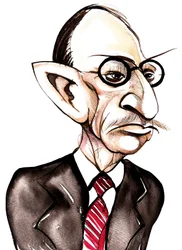 Russian-born composer and conductor Igor Stravinsky; caricature